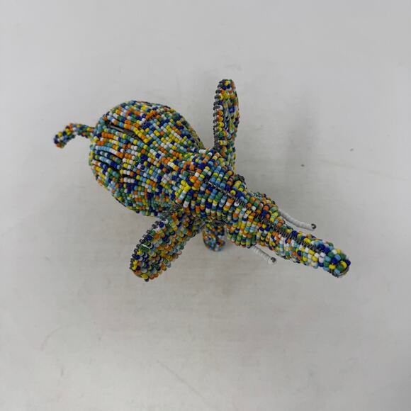 Handmade Beaded African Elephant Figurine Multicolor Wire Art Sculpture - Picture 2 of 9